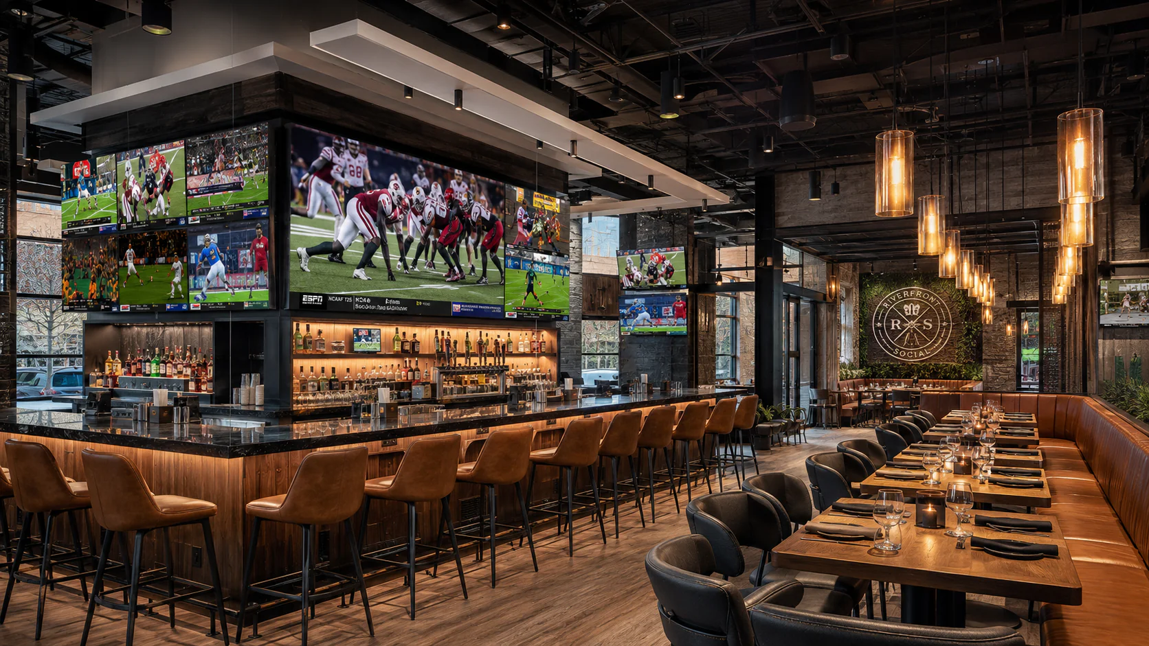 Restaurant multi-TV and commercial display installation