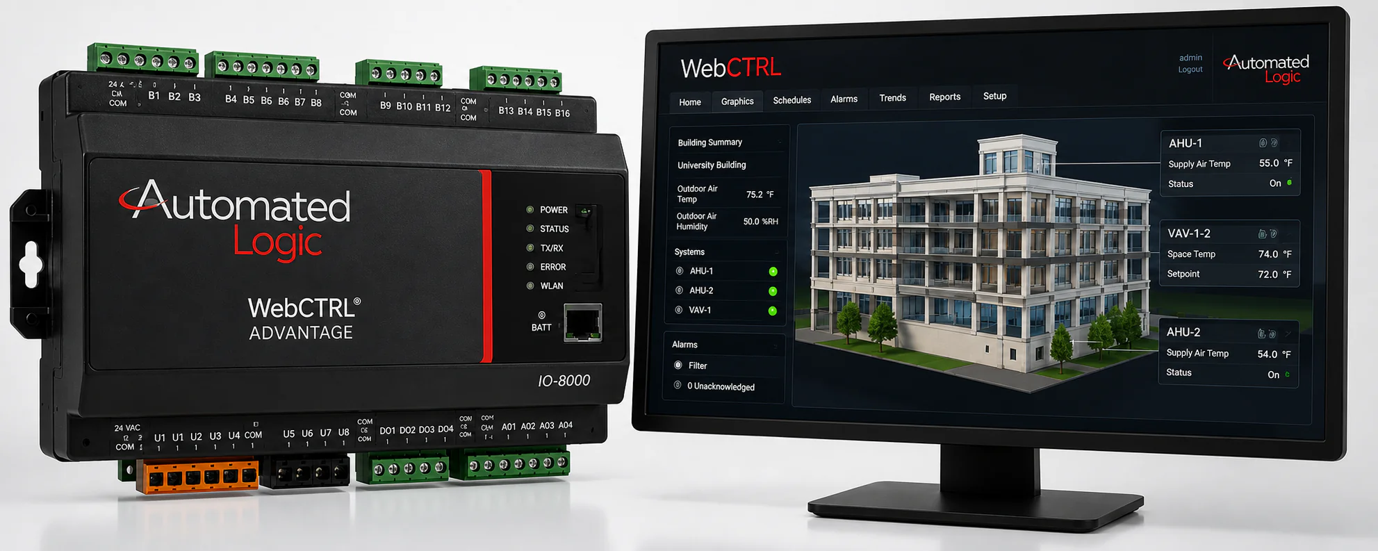 Automated Logic WebCTRL Advantage controller and building automation dashboard